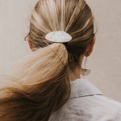 Chitra Disc Hair Tie Ponytail Holder - Mother of Pearl
