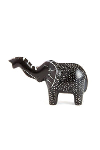 Small Black Polka Dot Soapstone Elephant