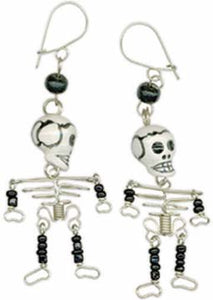 Skeleton Metal & Bead Earrings