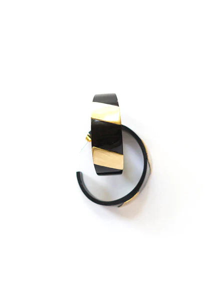 Retro Horn and Brass Striped Hoops - Small