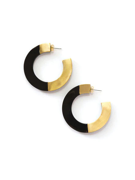 Retro Horn and Brass Blocked Hoops - Large