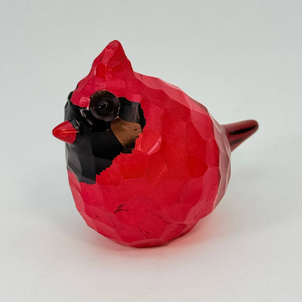 Soapstone Bird, Red Cardinal, Male, Rough carved, 5"