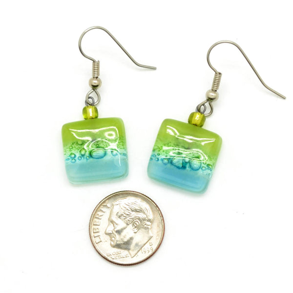 Tiny Square Glass Earrings