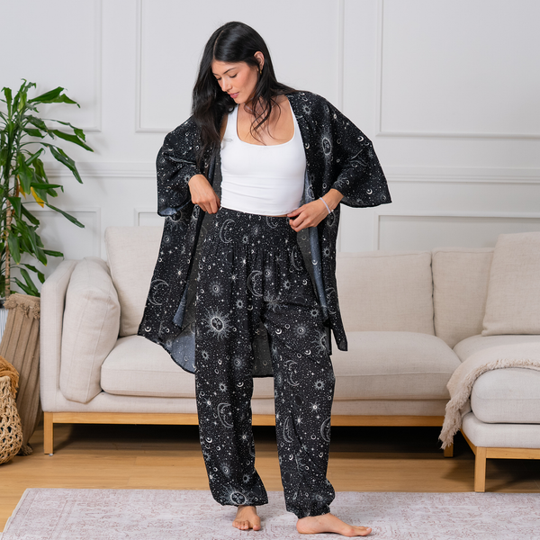 Raven Cosmic Sky Harem Pants with Pockets