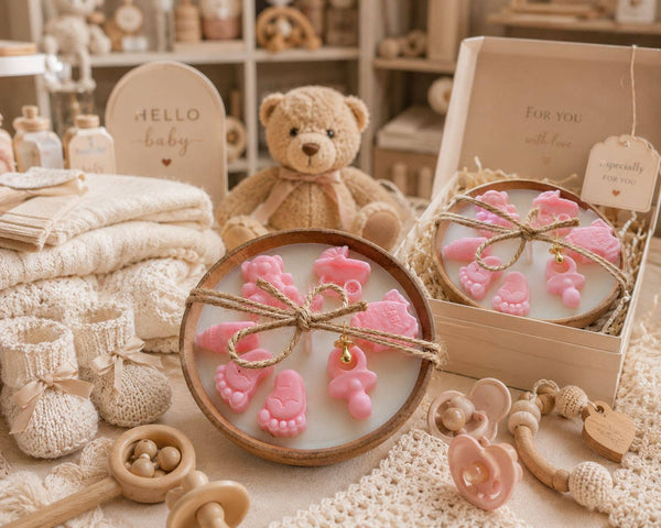 Baby Girl Gift Candle in Wooden Bowl – Handmade Soy Candle