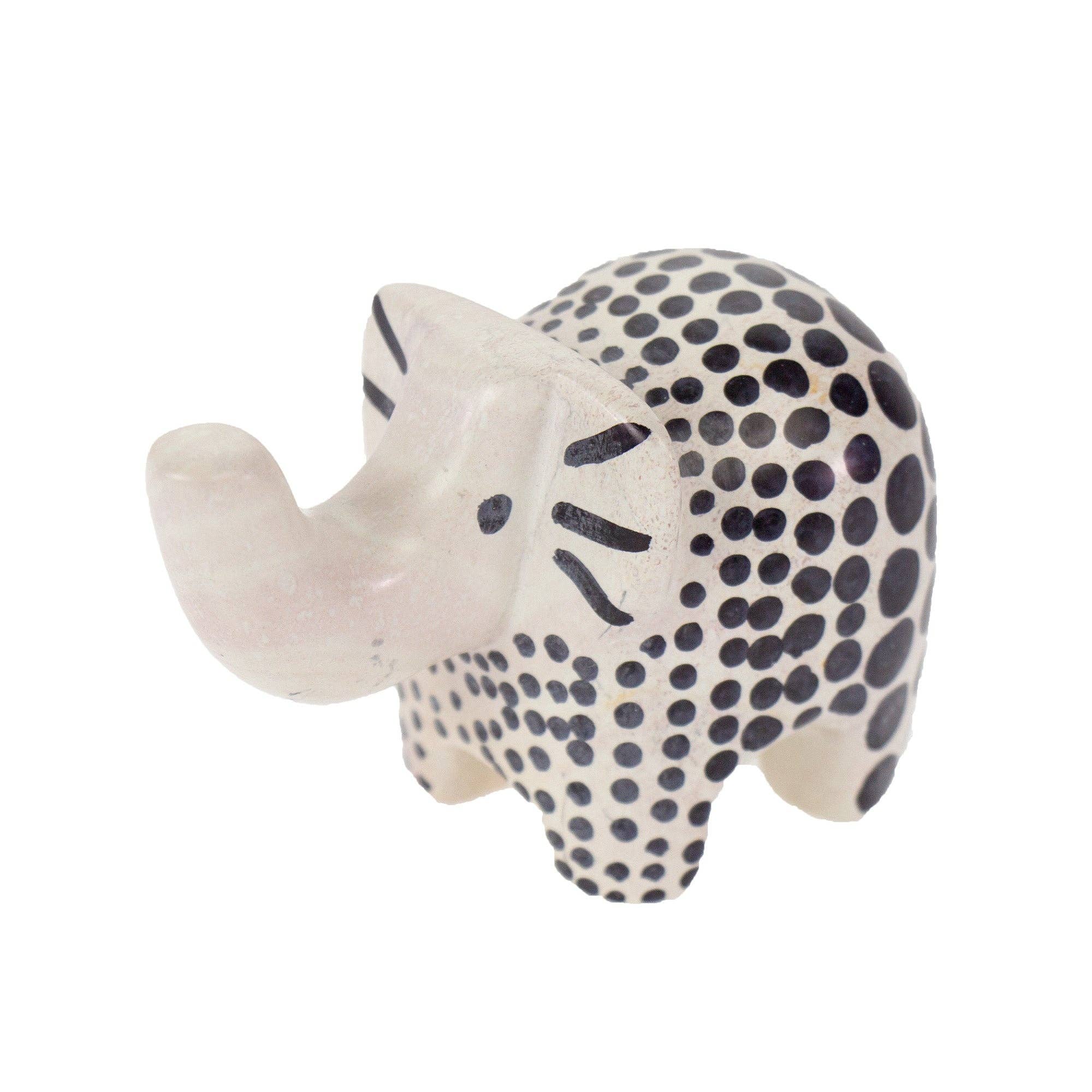 Soapstone Elephant - Medium - Natural Black Accents