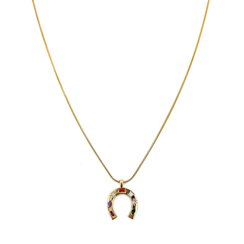 Zelia Colorful Crystal Horseshoe Necklace