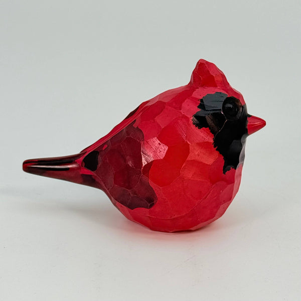 Soapstone Bird, Red Cardinal, Male, Rough carved, 5"