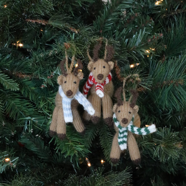 Handmade Knit Reindeer Holiday Ornament - Fair Trade