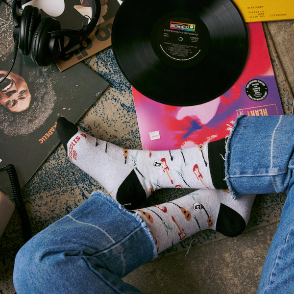 Socks that Support Music (Gray Guitars)