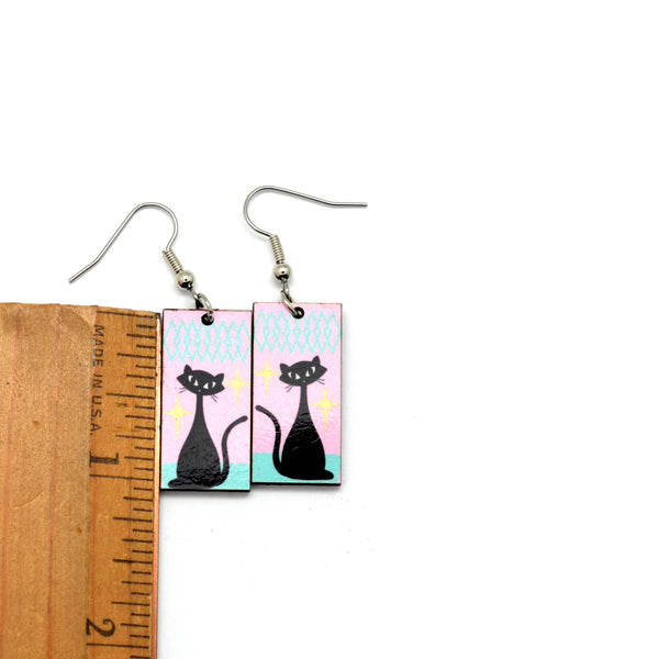 Atomic Cats Mid Century Style Dangle Earrings