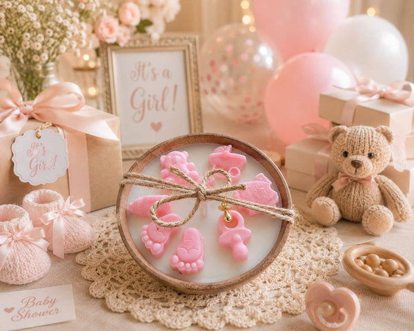 Baby Girl Gift Candle in Wooden Bowl – Handmade Soy Candle