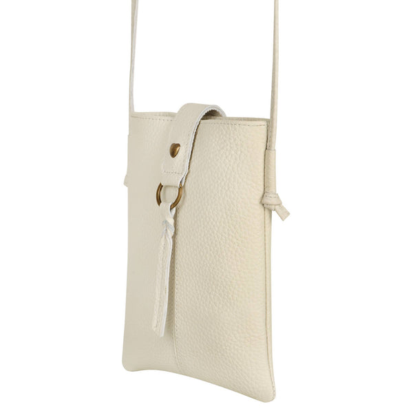 Jennie Small bag w/ slim strap closure & tassel- Cream White