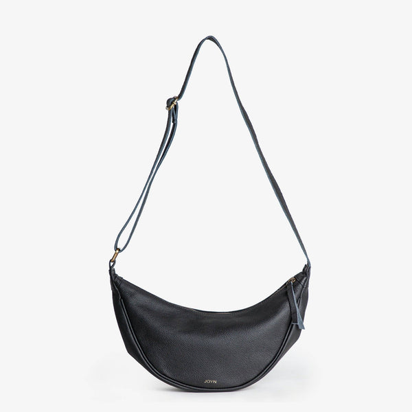 Leather Moon Sling Bag - Black (Immediate)