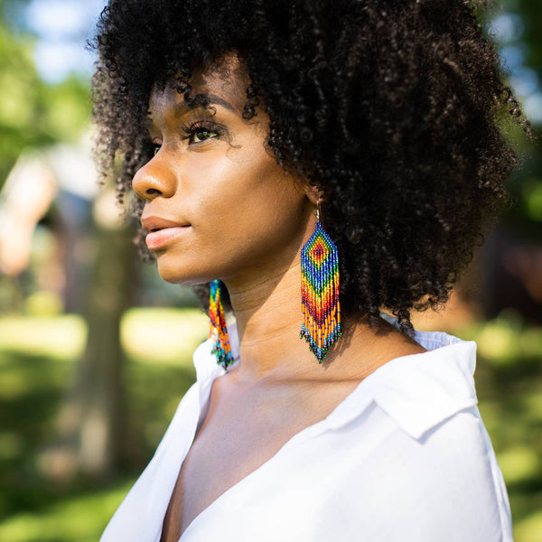 Rainbow XL Beaded Earring