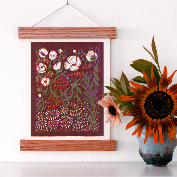 Zinnias and Anemones Art Print