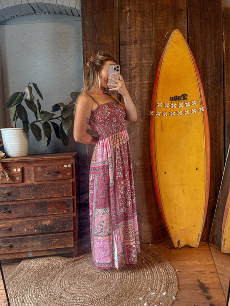 Boho Patchwork Summer Floral Dress, Cozy Beachy Lounge Dress