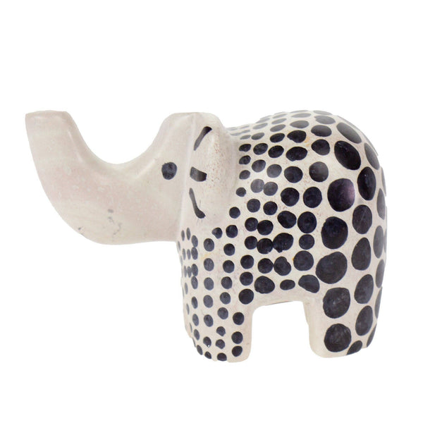 Soapstone Elephant - Medium - Natural Black Accents