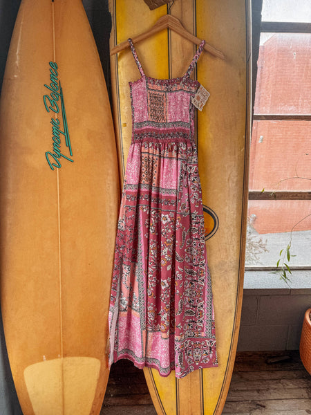 Boho Patchwork Summer Floral Dress, Cozy Beachy Lounge Dress