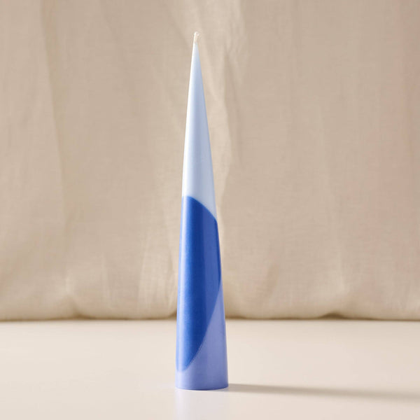 Esuk Blue Tone Striped Palm Wax Cone Candle