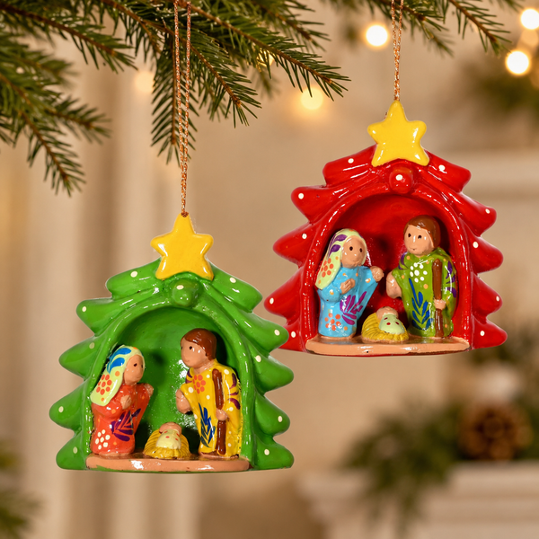 Nativity Tree Ornament Painted Ceramic Christmas Tree Décor Christmas Tree Décor