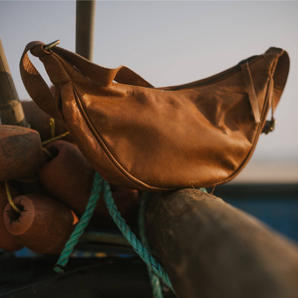 Leather Moon Sling Bag - Vintage