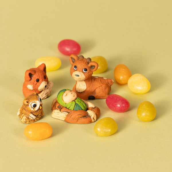 Miniature Nativity Woodsy Ceramic Set of 9 Christmas Gift