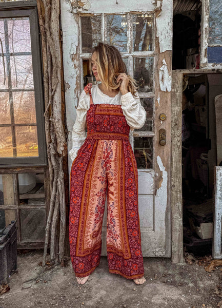 Boho Floral Printed Jumpsuit Pants 2 in 1, Free Spirit Style
