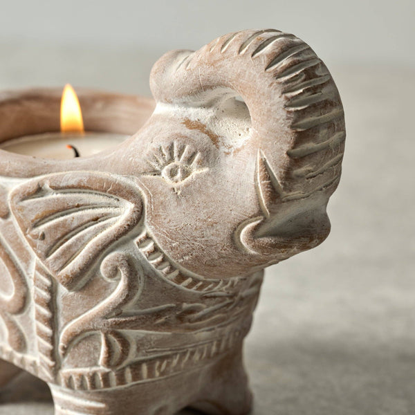 Terracotta Elephant Candleholder