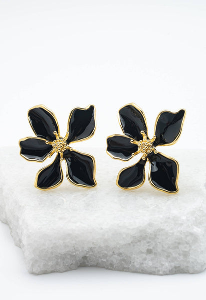 Bloom Earrings in Midnight Black