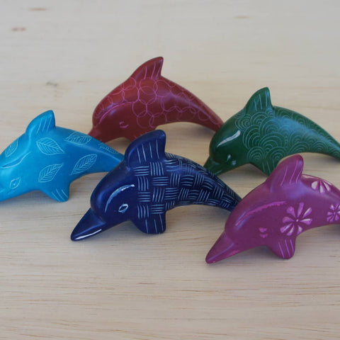 Colorful Handmade Kenyan Stone Dolphins Figurine