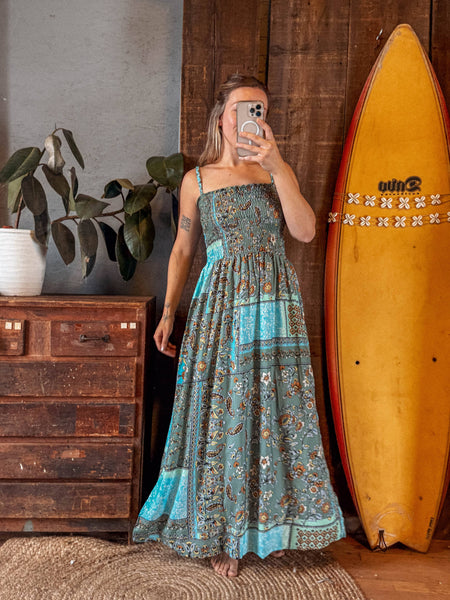 Boho Patchwork Summer Floral Dress, Cozy Beachy Lounge Dress