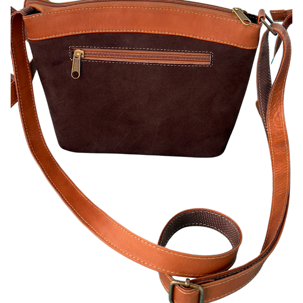 Suede & Leather Floral Shoulder Bag| Colorful Real Suede Bag