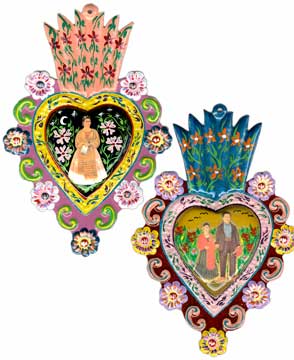 Sm. Frida Painted Milagro Heart