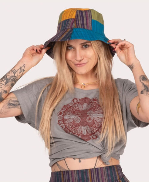 Striped Hippie Patchwork Bucket Hat