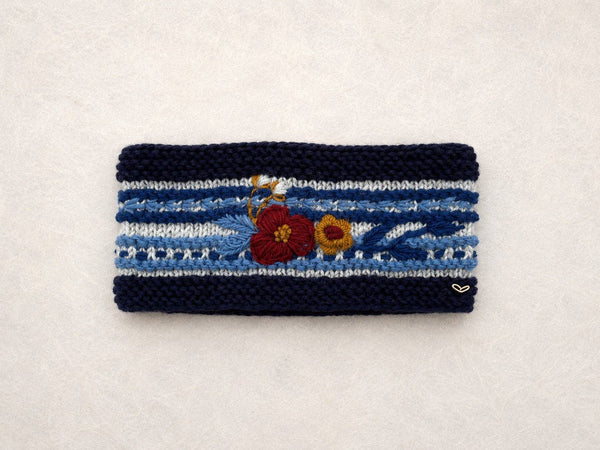 Color Block Embroidered Knit Headband - Nantucket Winter