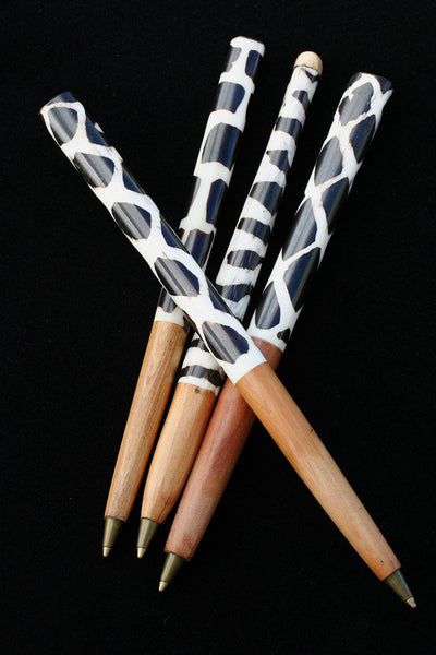 Akamba Batik Dyed Cow Bone and Wild Olive Wood Ink Pen