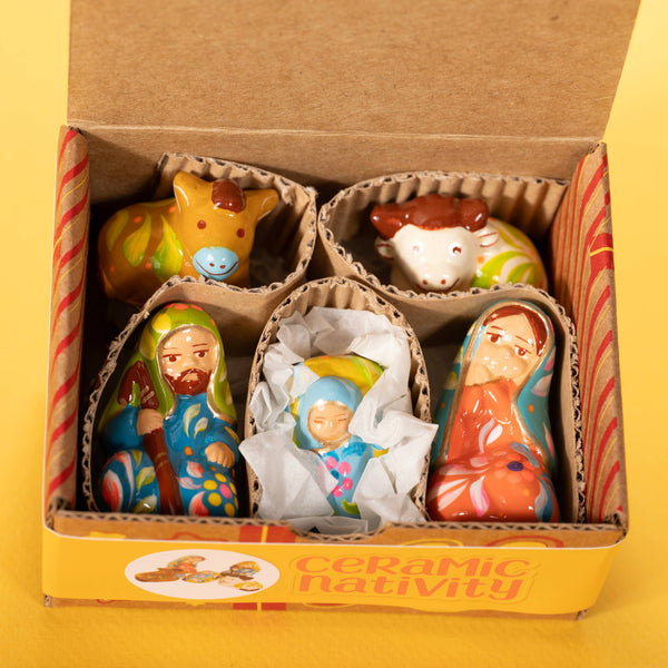 Ceramic Miniature Nativity Set of 5 Christmas Fair Trade Christmas Fair Trade