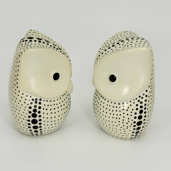 Soapstone Owl, Bird, 4.5" Black & White Polkadot