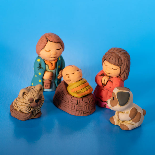 Nativity Ceramic Miniature Cozy Family Set of 6 Christmas
