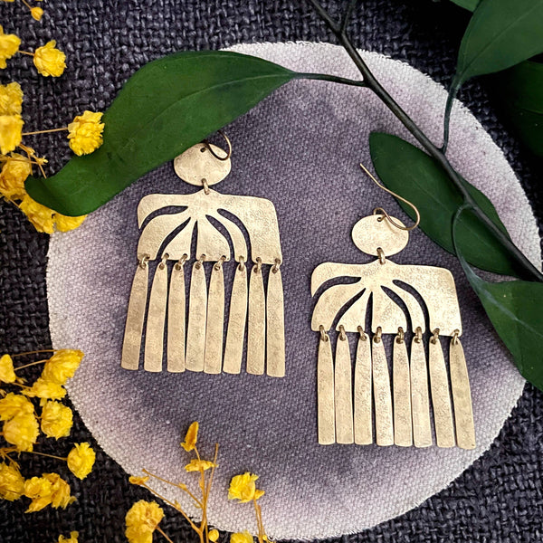 Brass Earrings, Bohemian Contemporary Handmade Jewelry