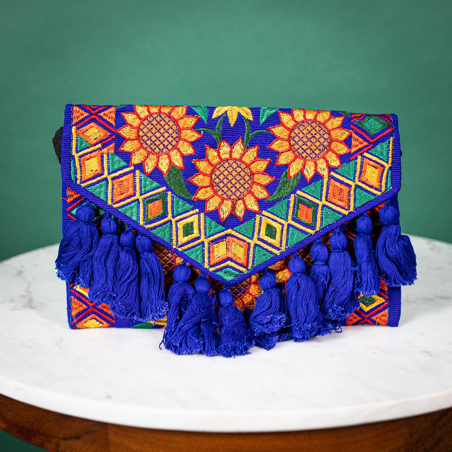 Sunflower Tassle Fiesta Clutch