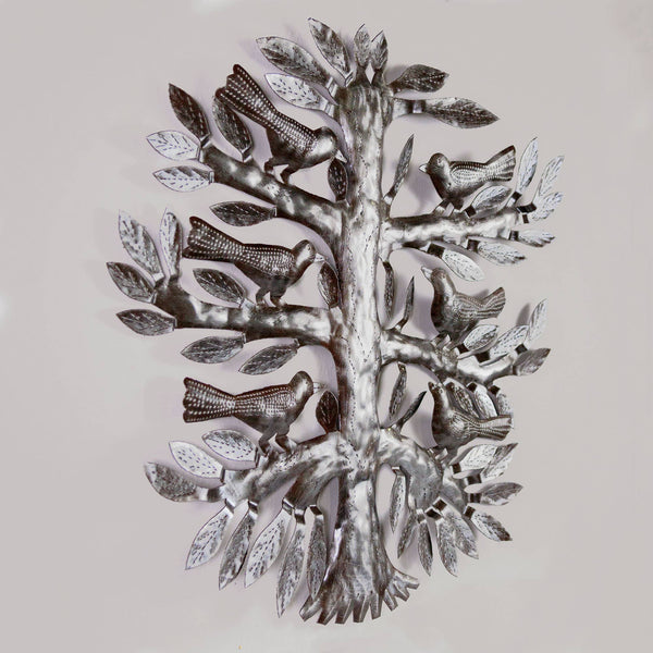 3D Tree of Life with Sitting Birds Haitian Steel Drum Wall A