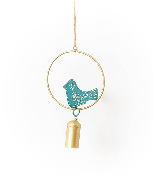 Henna Treasure Bird Wind Spinner Bell Chime - Hand Painted
