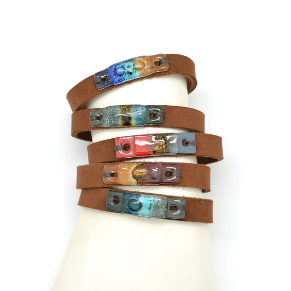 Skinny Suede and Glass Bracelets - Perfect for Layering: Assorted Spring Colors