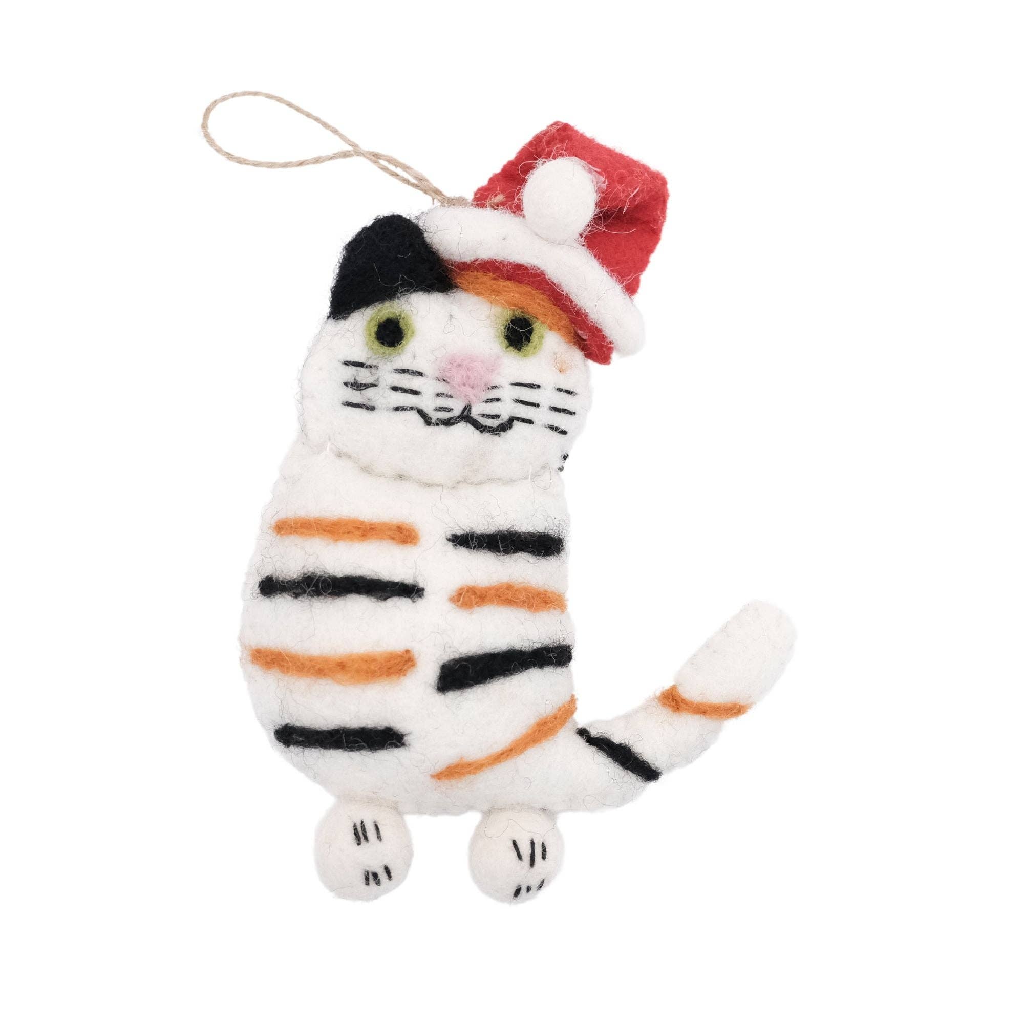 Calico Santa Cat Felt Ornament