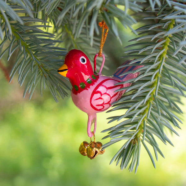 Handpainted Pink Birdie Ornament