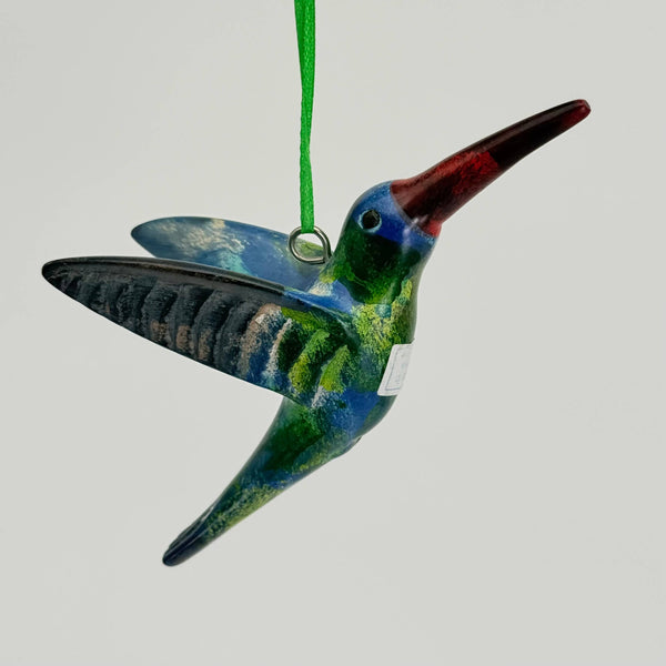 Soapstone Bird, Hummingbird, Flying Ornament, 6"