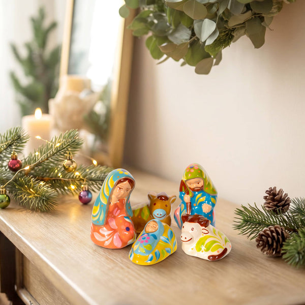 Ceramic Miniature Nativity Set of 5 Christmas Fair Trade Christmas Fair Trade