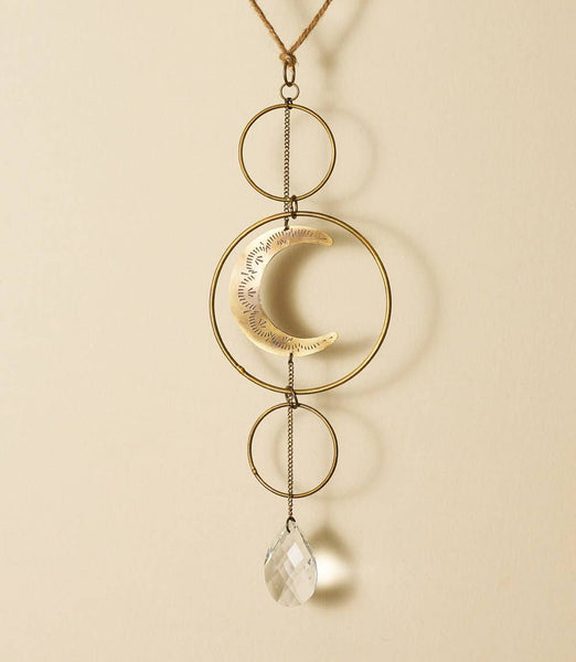 Surya Crescent Moon Brass Suncatcher